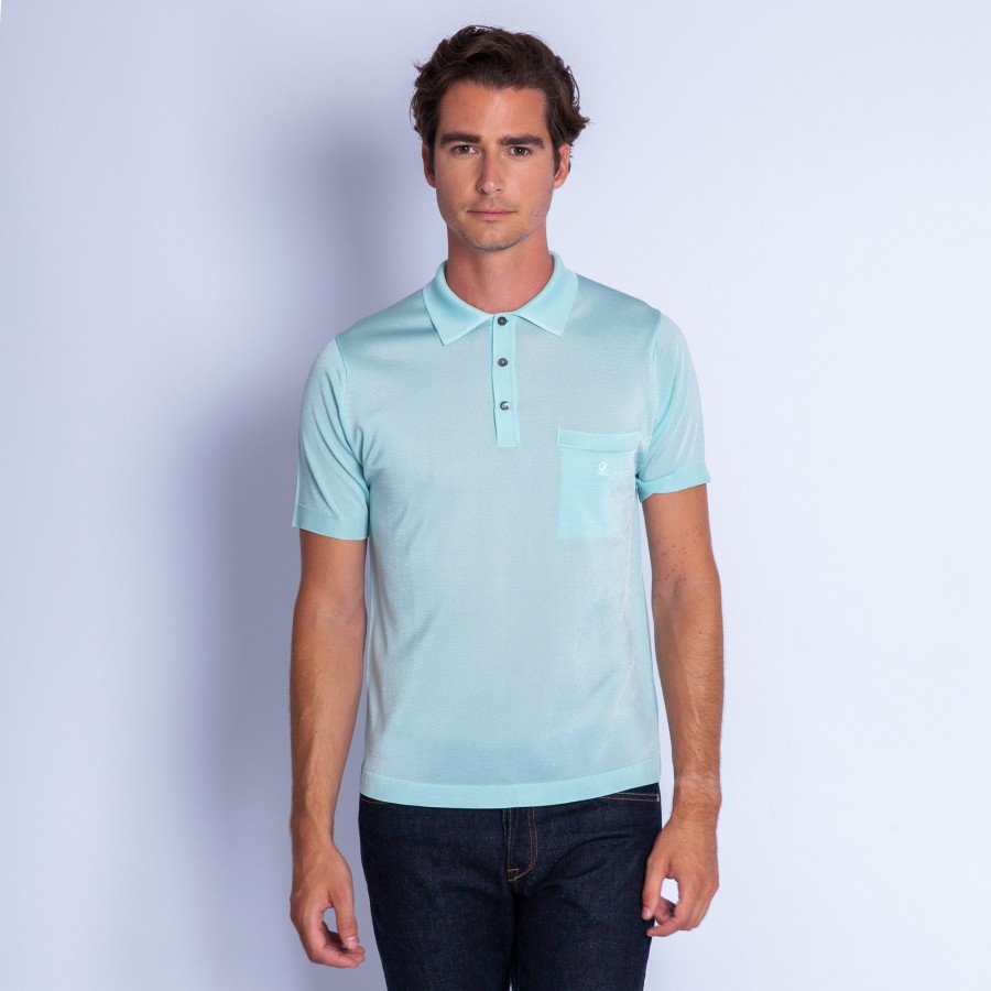 Polo manches courtes en Fil Lumière Vadim 8022 opaline - 23 vert clair