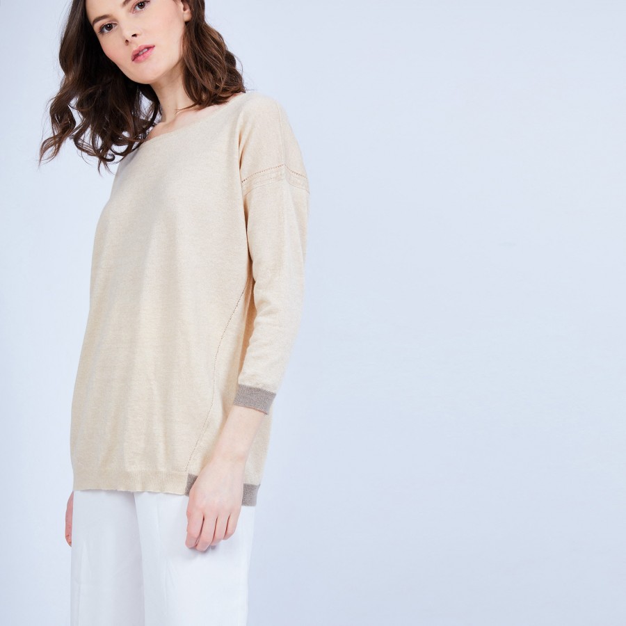 Pull col large en cachemire et lin - Jacotte