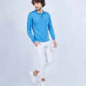 Polo manches longues homme en Fil Lumière Boris 8256 saphir - 03 bleu fonce