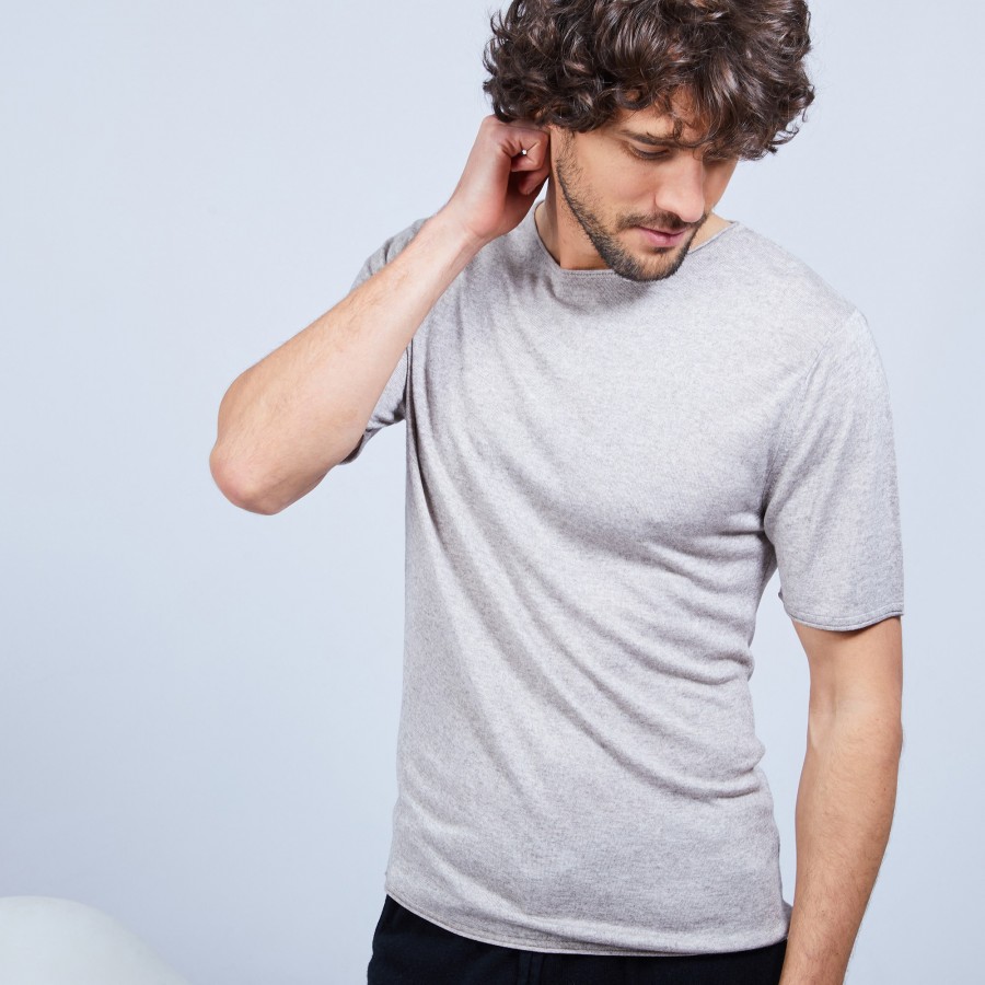 T-shirt en bambou cachemire - Haloa 6362 gazelle - 46 marron clair