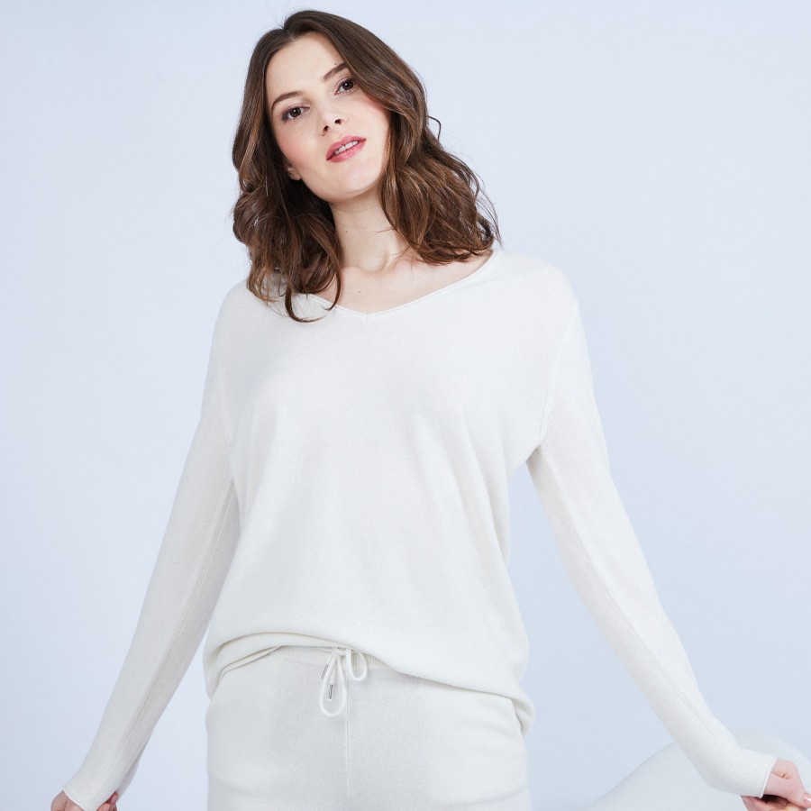 Pull en cachemire col V - Happy 6310 noir - 01 noir