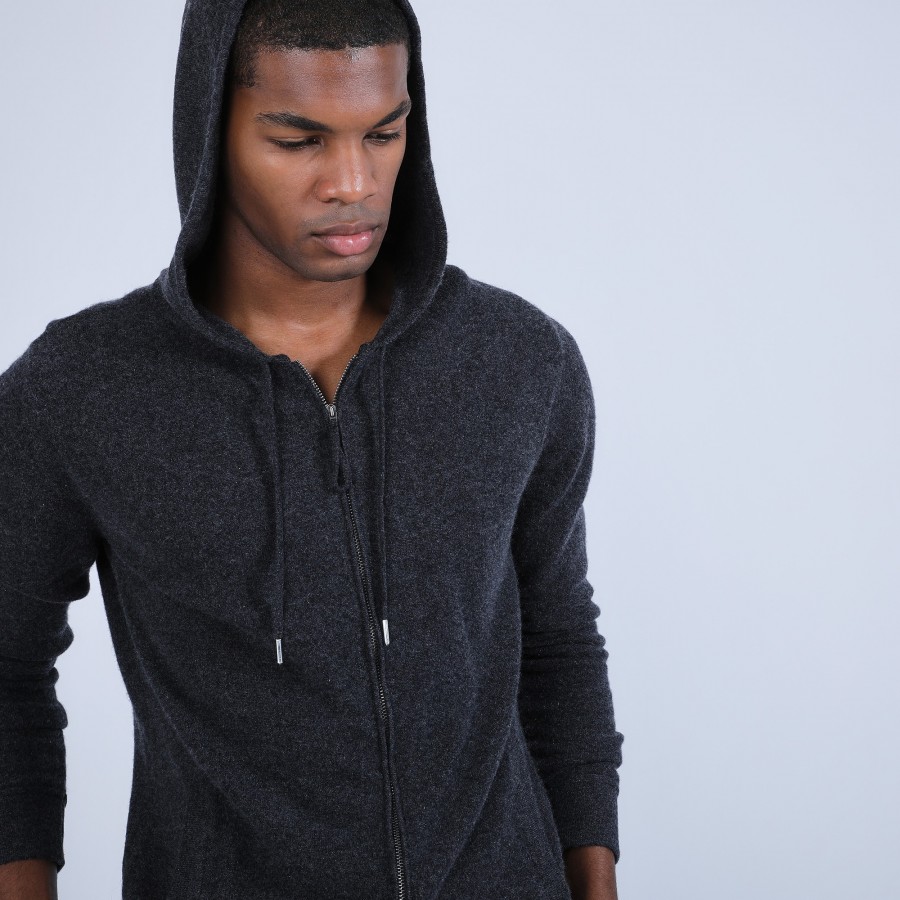 Sweat zippé à capuche cachemire - Owen