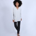 Pull en cachemire ample col V - Hilary 6361 opale - 12 beige clair