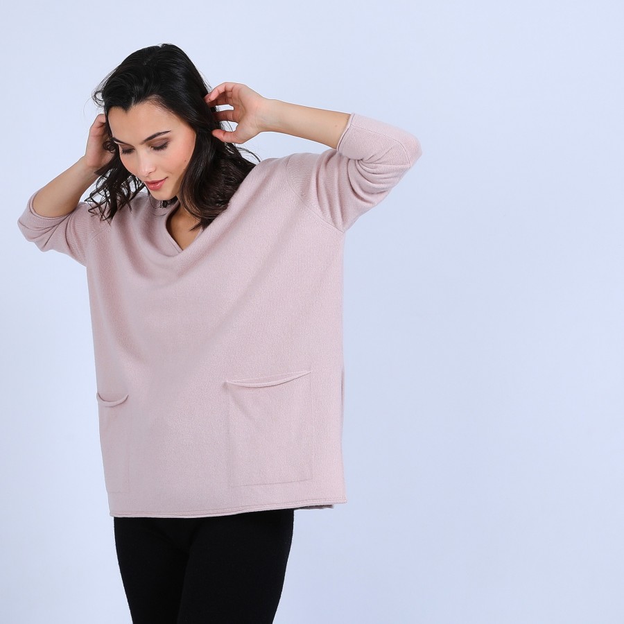 Pull en cachemire ample col V - Hilary
