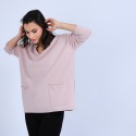 Pull en cachemire ample col V - Hilary 6361 opale - 12 beige clair