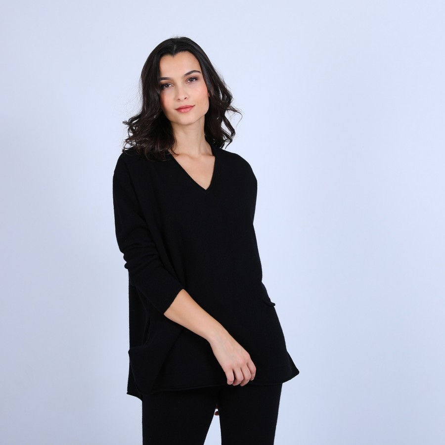 Pull en cachemire ample col V - Hilary