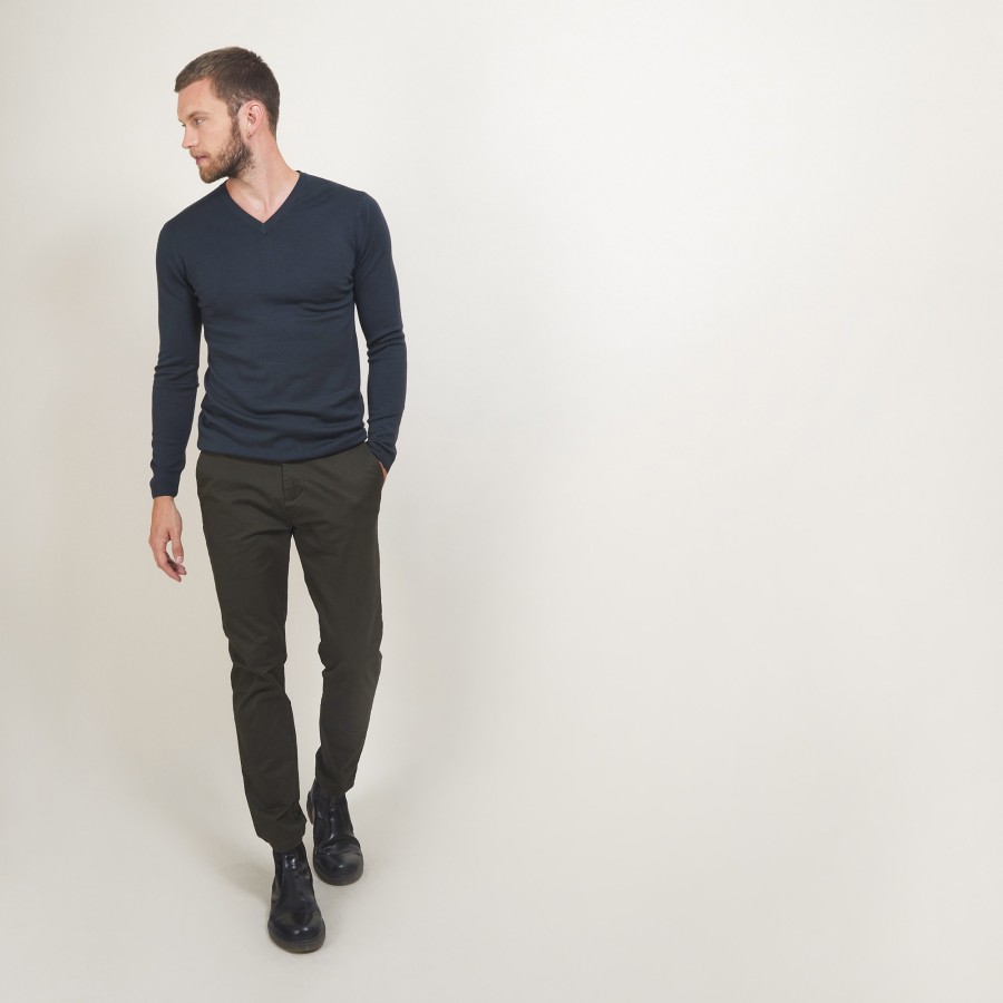 V-neck sweater with logo in merino wool - Elmo
