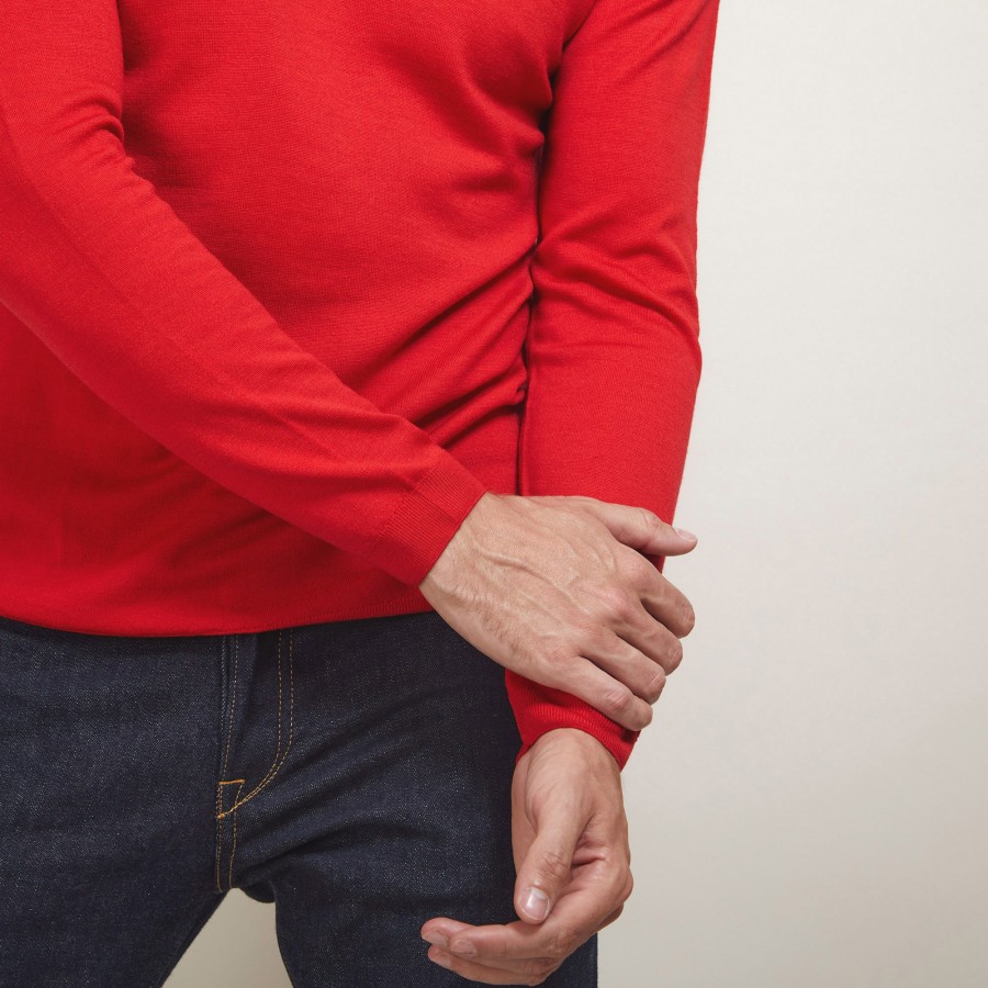 V-neck sweater with logo in merino wool - Elmo