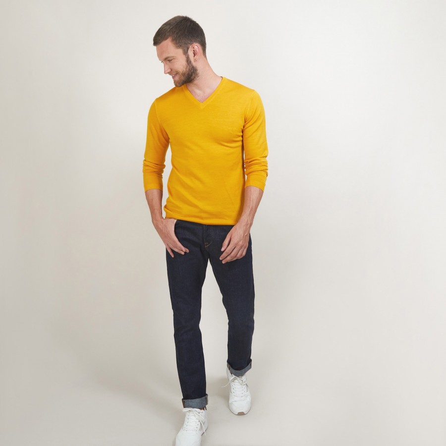 V-neck sweater with logo in merino wool - Elmo