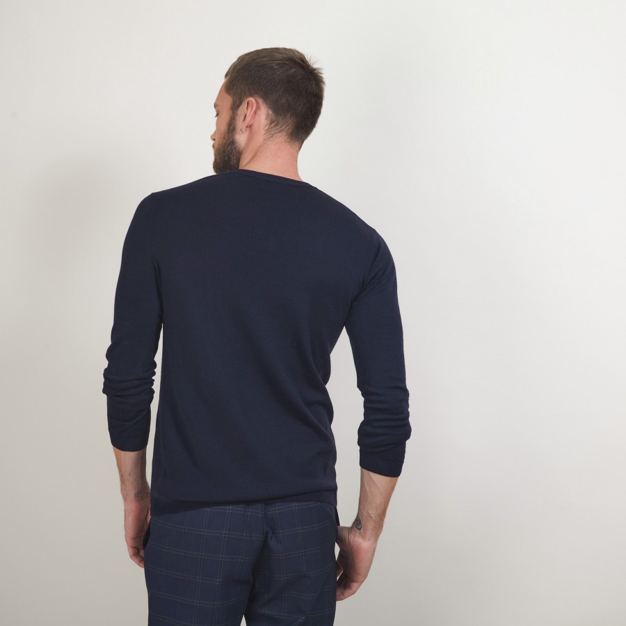 V-neck sweater with logo in merino wool - Elmo