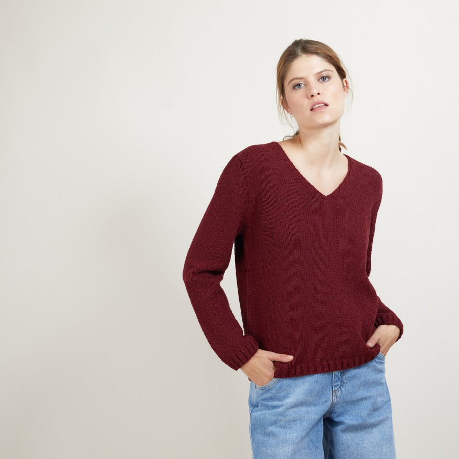 V-neck sweater in wool and silk - Blovis