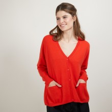 Cashmere V-neck cardigan - Brune