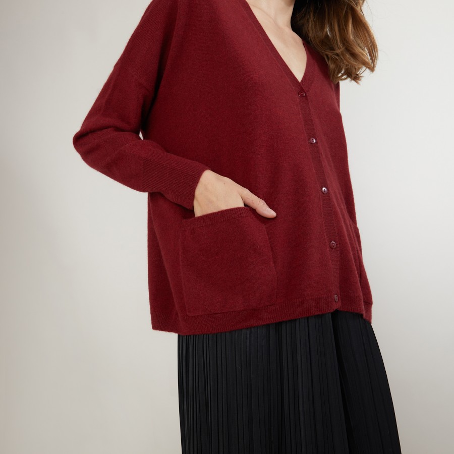 Cashmere V-neck cardigan - Brune