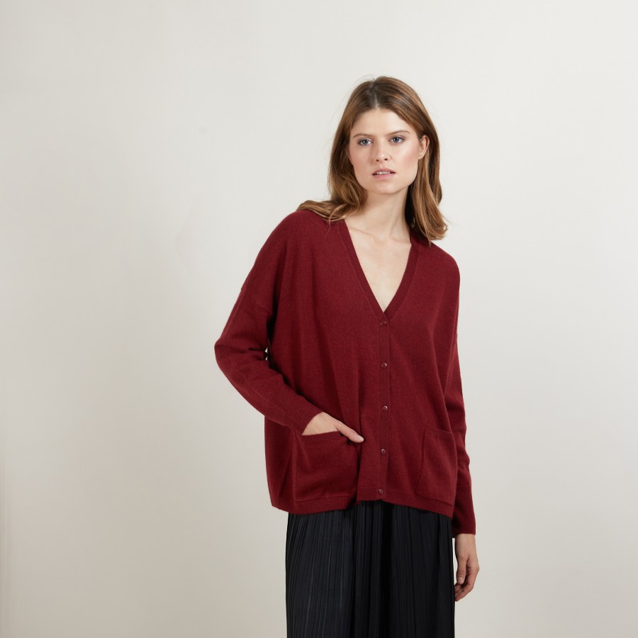 Cashmere V-neck cardigan - Brune