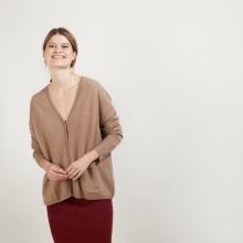 Cashmere V-neck cardigan - Brune