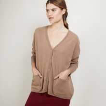 Cashmere V-neck cardigan - Brune