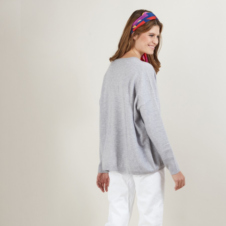 Cashmere V-neck cardigan - Brune