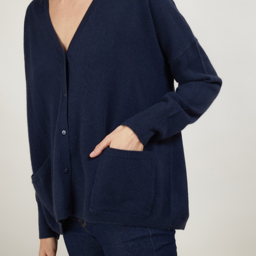 Cashmere V-neck cardigan - Brune