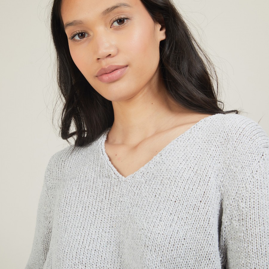 V-neck sweater in wool and silk - Blovis