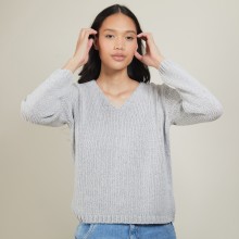 V-neck sweater in wool and silk - Blovis