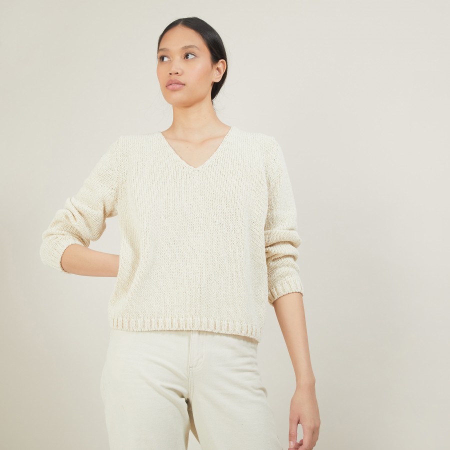 V-neck sweater in wool and silk - Blovis