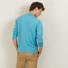 Polo manches longues homme en Fil Lumière Boris 8256 saphir - 03 bleu fonce