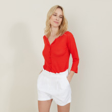 Cardigan à poches en lin flammé - Bao