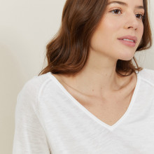 Slub linen elbow-sleeved T-shirt - Bonbon