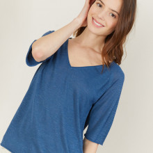 Slub linen elbow-sleeved T-shirt - Bonbon