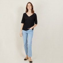 Slub linen elbow-sleeved T-shirt - Bonbon