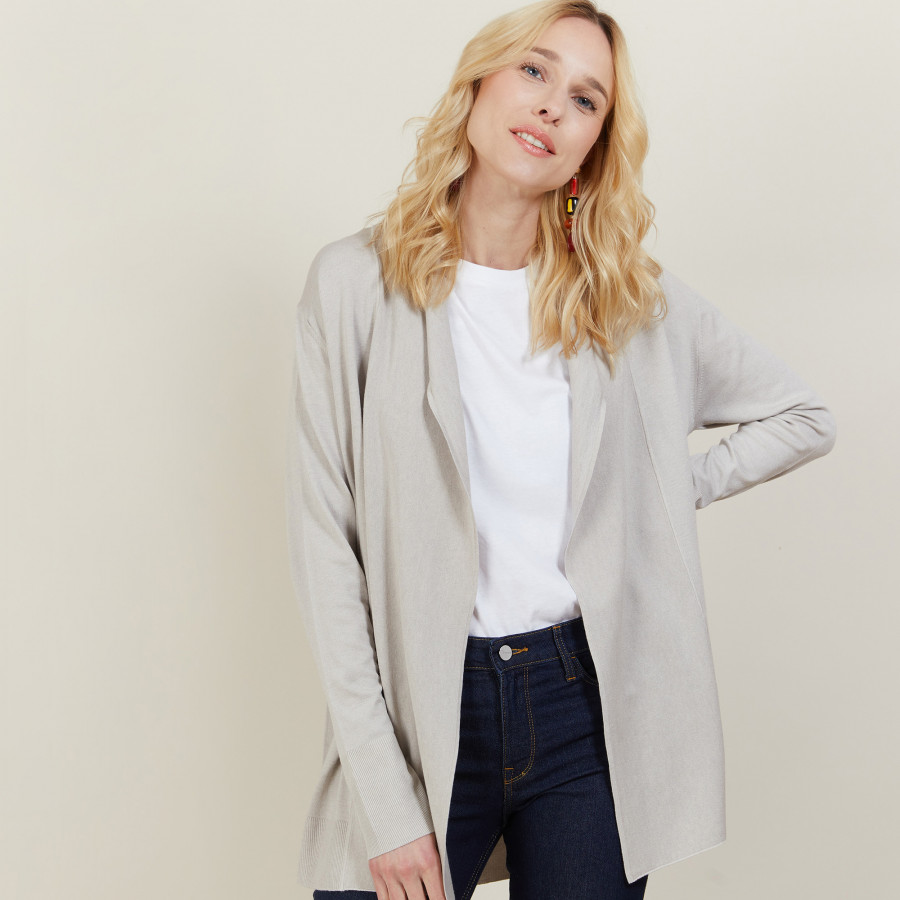 Gilet en laine et viscose Agatha 6114 Récif - 82 Ecru