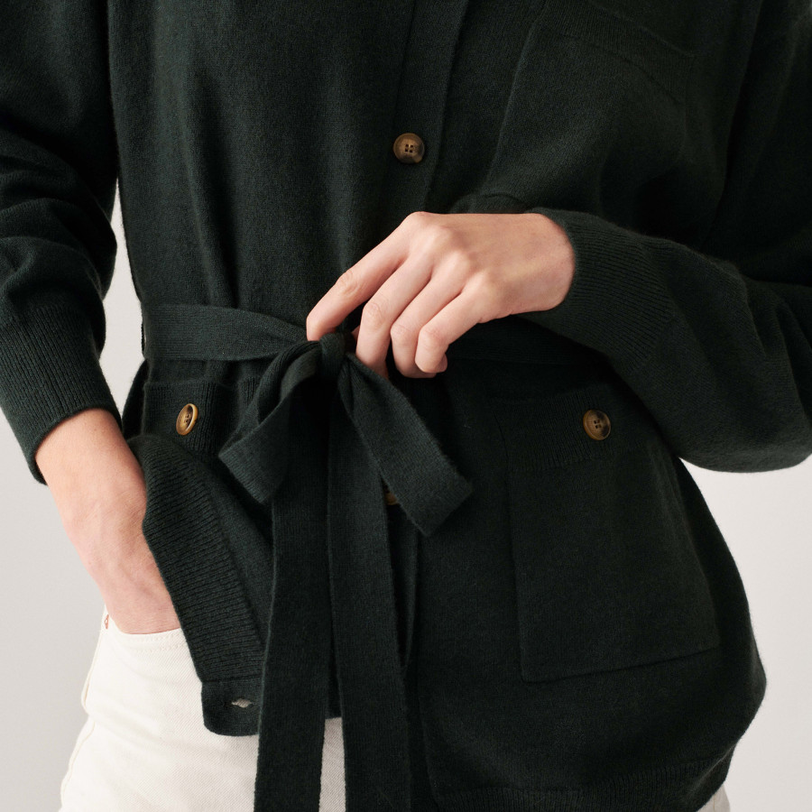 Veste boutonnée en cachemire col polo - Clemence