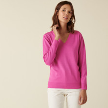 V-neck sweater in merino wool with ribbed edges - Arya