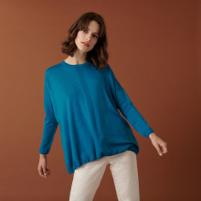Loose-fit sweater with ribbed edges in merino wool - Amerya