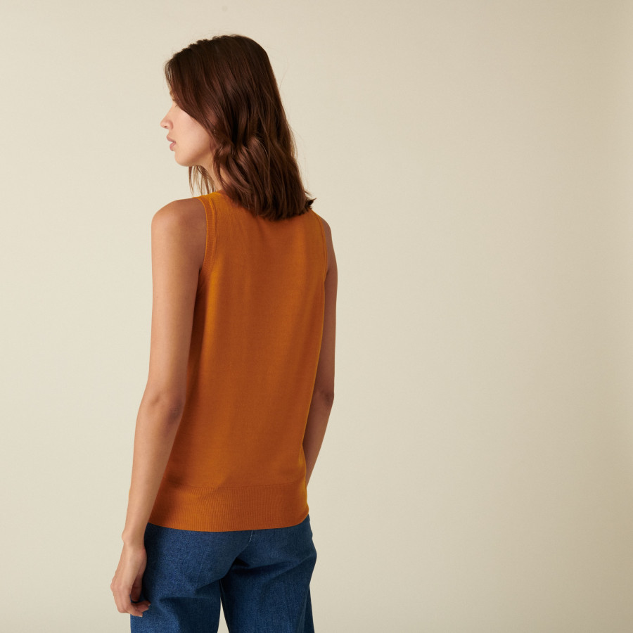 Jersey point merino wool V-neck tank top - Atta