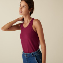 Merino wool round-neck jersey stitch tank top - Antenia