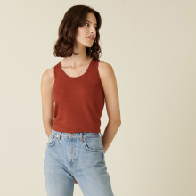 Merino wool round-neck jersey stitch tank top - Antenia