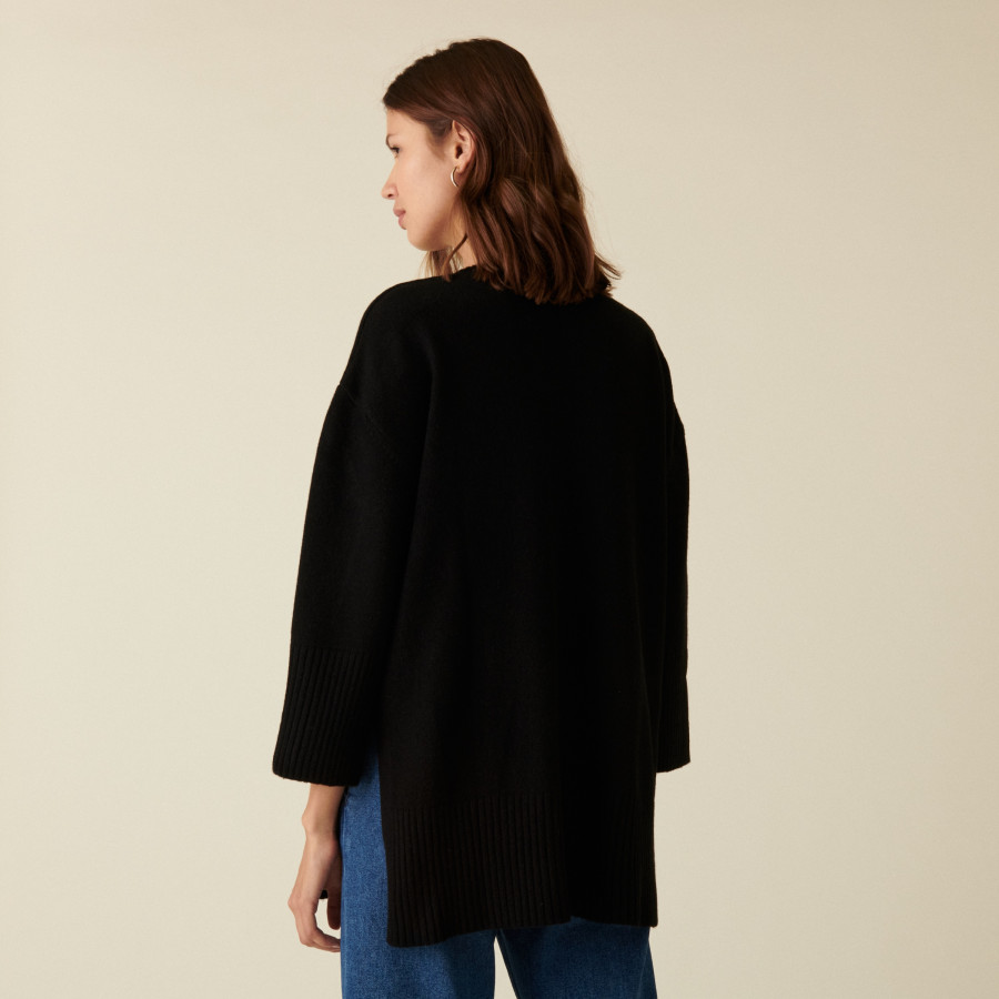 Loose slit sweater in recycled cashmere and wool - Darius