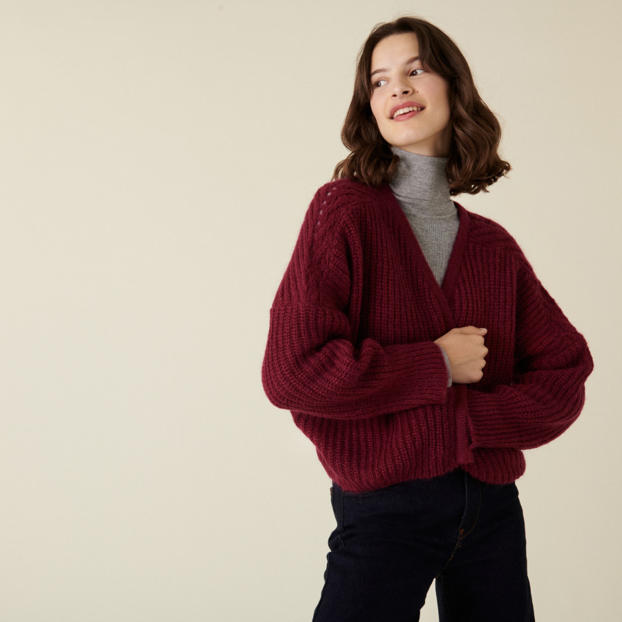 Gilet à côtes perlées en mohair - Camille