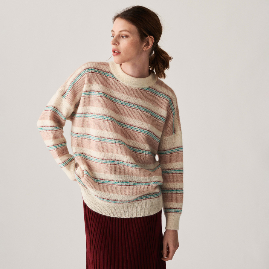 Round-neck striped mohair sweater - Charlie