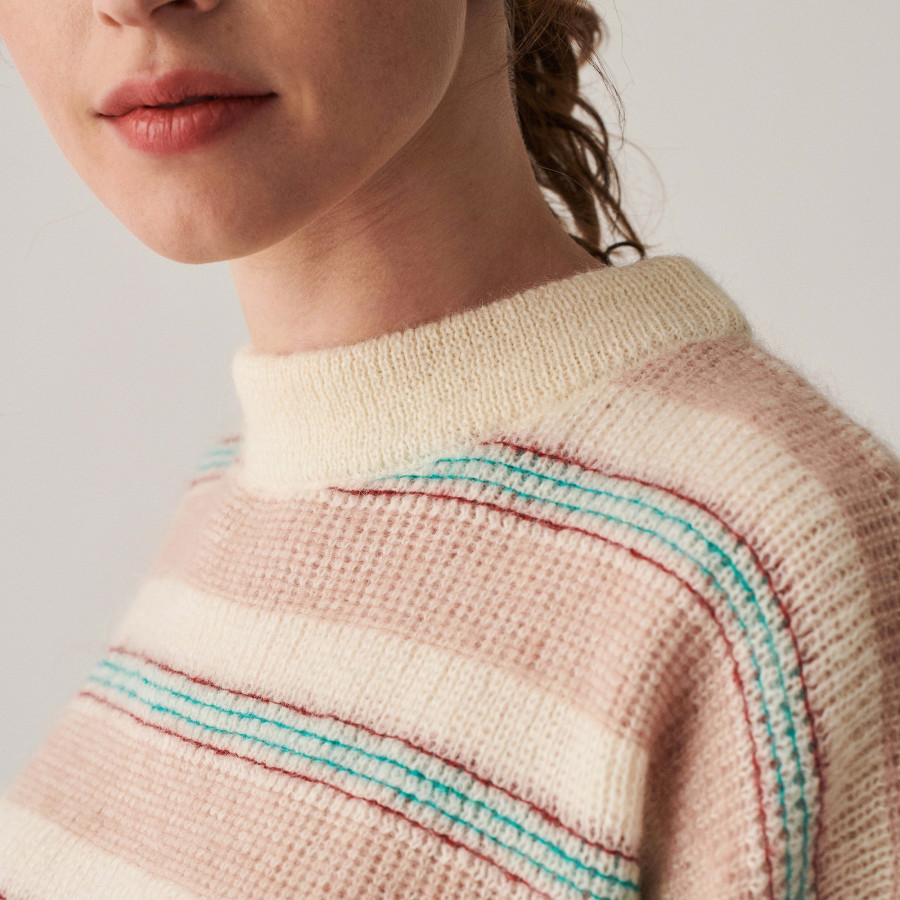 Round-neck striped mohair sweater - Charlie