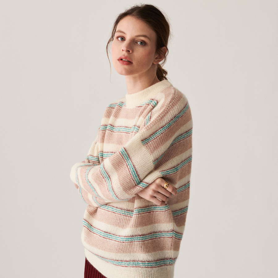 Round-neck striped mohair sweater - Charlie