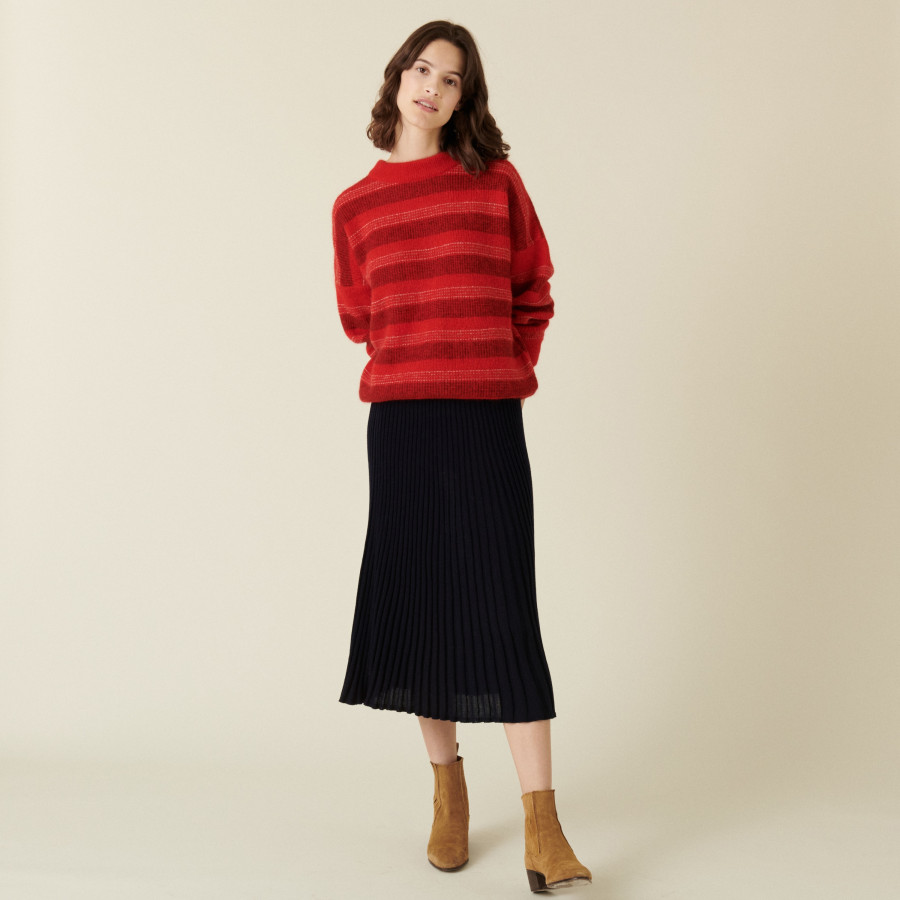 Round-neck striped mohair sweater - Charlie