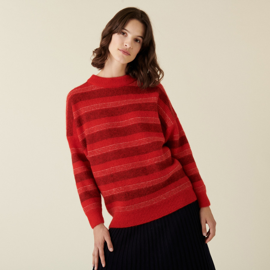 Round-neck striped mohair sweater - Charlie