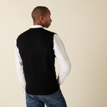 Sleeveless cardigan with logo in merino wool - Ernardo