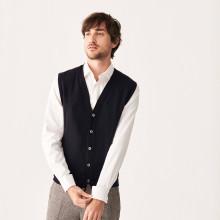 Sleeveless cardigan with logo in merino wool - Ernardo