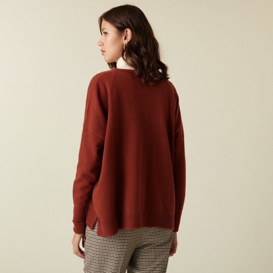 Cardigan col V boutonné à poches en cachemire - Achilla