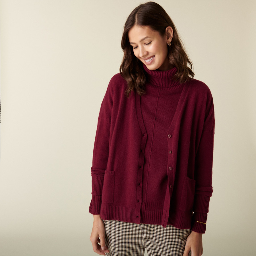 Cardigan col V boutonné à poches en cachemire - Achilla
