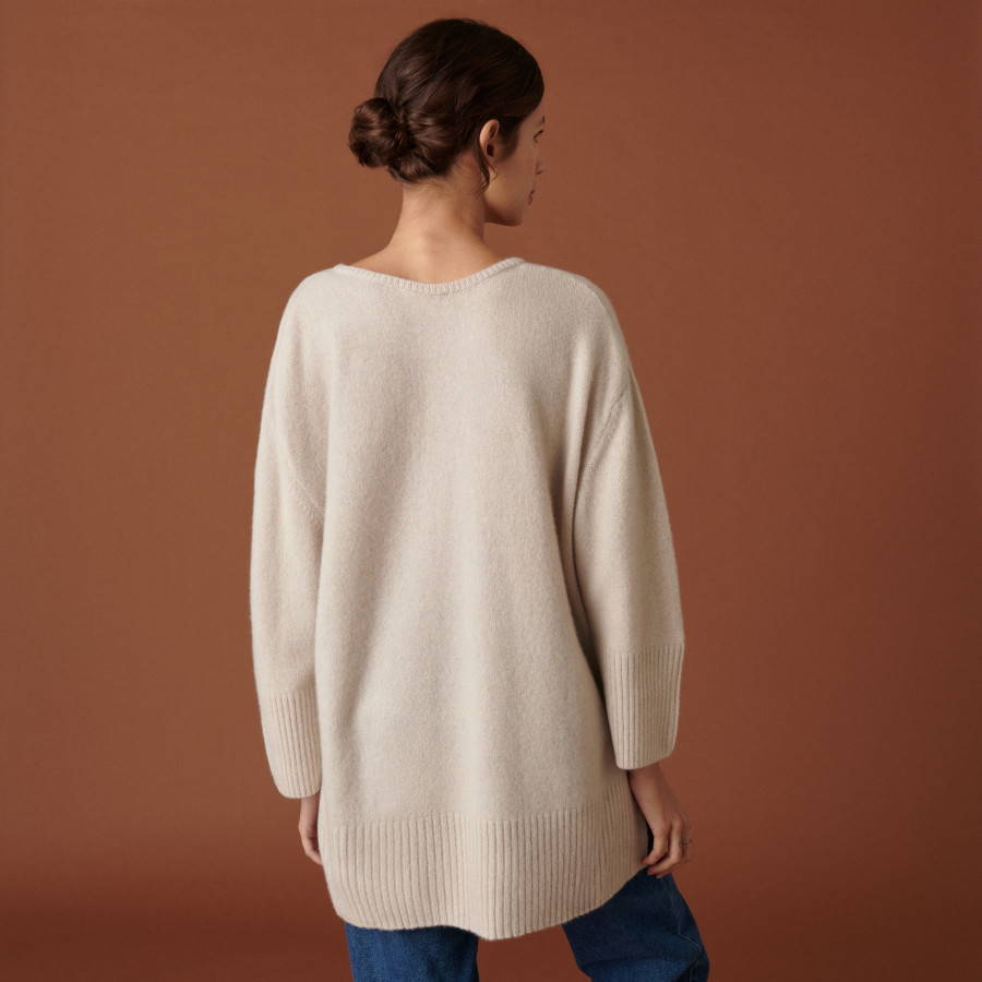 Loose slit sweater in recycled cashmere and wool - Darius