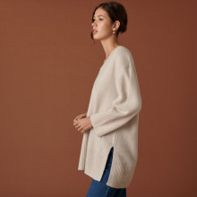 Loose slit sweater in recycled cashmere and wool - Darius